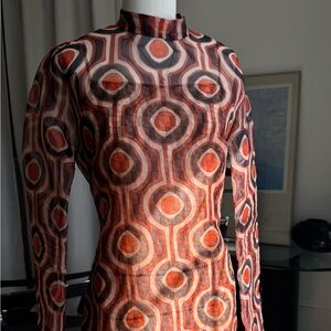 Zara Geometric Patterned Dress - Orange and Black